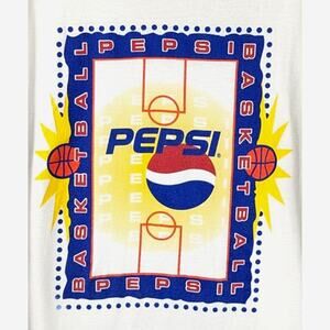 Vintage Pepsi Basketball Tee Screen Stars XL White 90s Promo Shirt Made Mexico